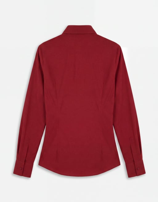 ASOS DESIGN getailleerd overhemd in bordeauxrood, 6 van 8