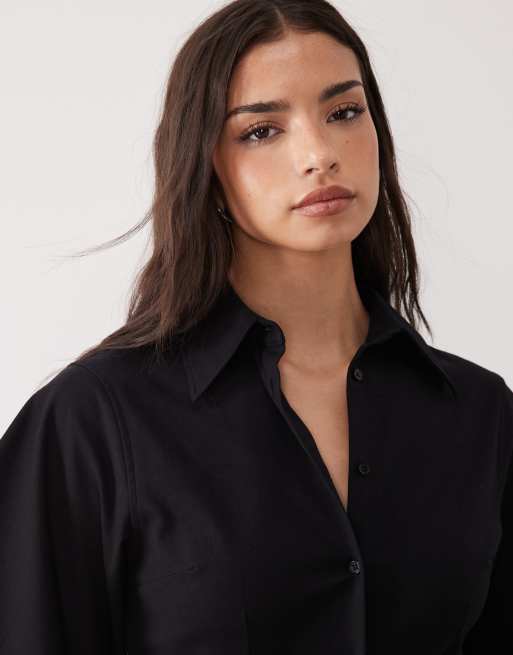ASOS DESIGN - Getailleerd overhemd in zwart, 3 van 4
