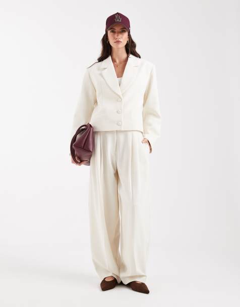ASOS DESIGN - Getailleerd oversized recht pak in crème - view 1