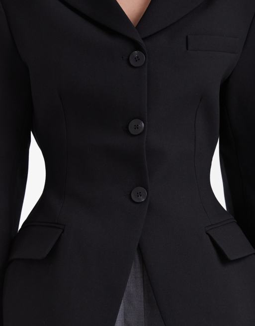 ASOS DESIGN - Getailleerde blazer met gemodelleerde heupen in zwart, deel van co-ord set, 3 van 4