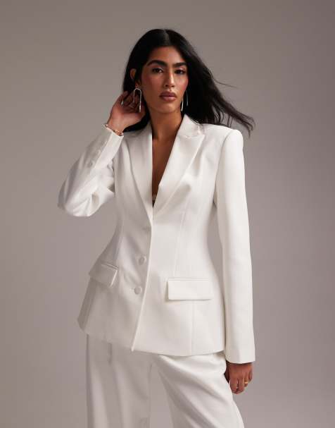 ASOS DESIGN - Getailleerde blazer met structuur in wit - view 1