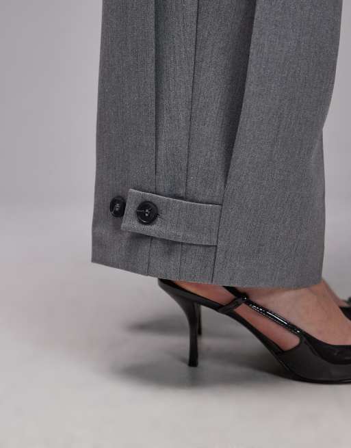 ASOS DESIGN - Getailleerde broek met zijplooien in antracietgrijs, 3 van 5