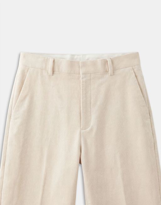 ASOS DESIGN getailleerde corduroy broek met barrel leg in ecru, 9 van 10