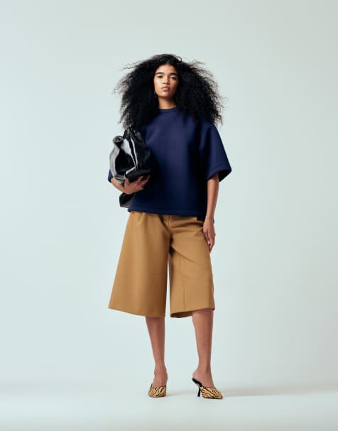 ASOS DESIGN - Getailleerde culotte met lange pasvorm in camel - view 1