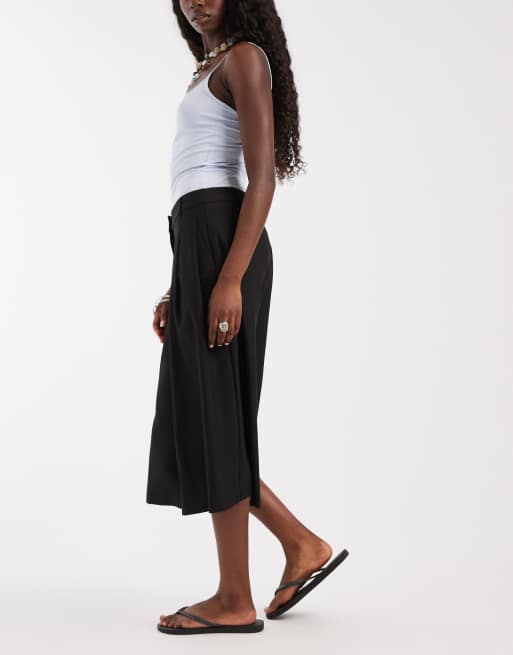 ASOS DESIGN getailleerde culottebroek met hoge taille in zwart, 2 van 5