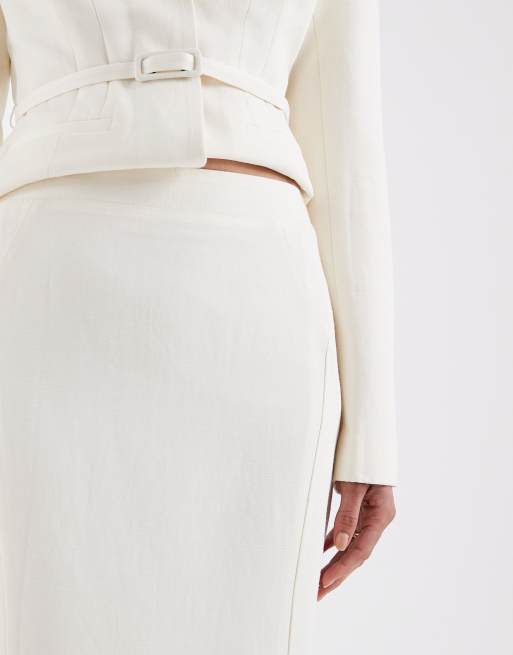 ASOS DESIGN - Getailleerde fishtail maxi-rok in lichtgeel, deel van co-ord set, 4 van 5