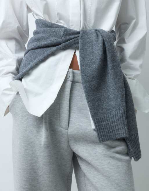 ASOS DESIGN getailleerde jogger in grijs gemêleerde scuba-achtige stof, 4 van 5
