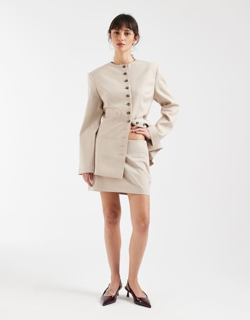 ASOS DESIGN - Getailleerde micro-rok in gemêleerde zandkleur, 2 van 5