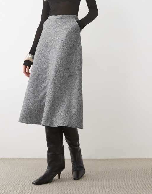 ASOS DESIGN getailleerde midi cirkelrok in mono-textuur, 5 van 5