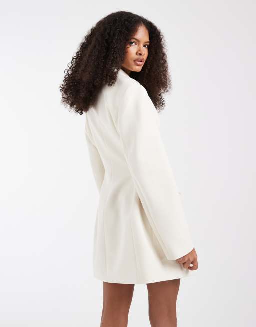 ASOS DESIGN - Getailleerde mini blazerjurk in ivoorwit, 2 van 4