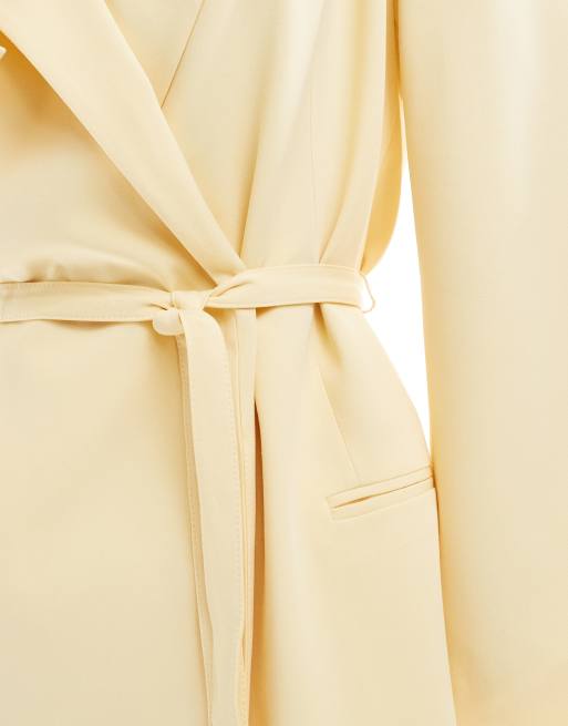 ASOS DESIGN - Getailleerde oversized blazer met strikceintuur in lichtgeel, deel van co-ord set, 4 van 4
