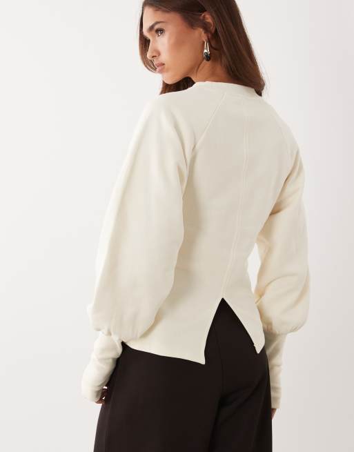 ASOS DESIGN - Getailleerde top met lange mouwen in lichtgeel, 3 van 4