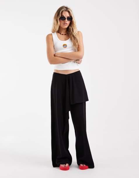 ASOS DESIGN - Getextureerde sarong-broek in zwart, deel van co-ord set - view 1