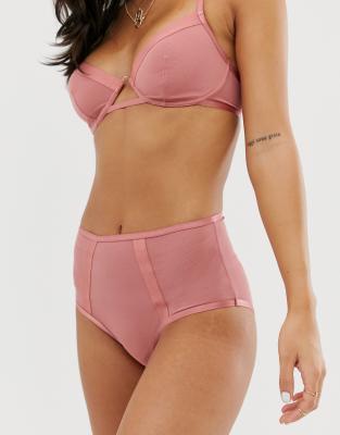 ASOS DESIGN Geur mesh elastic everyday highwaist pant-Pink Pink