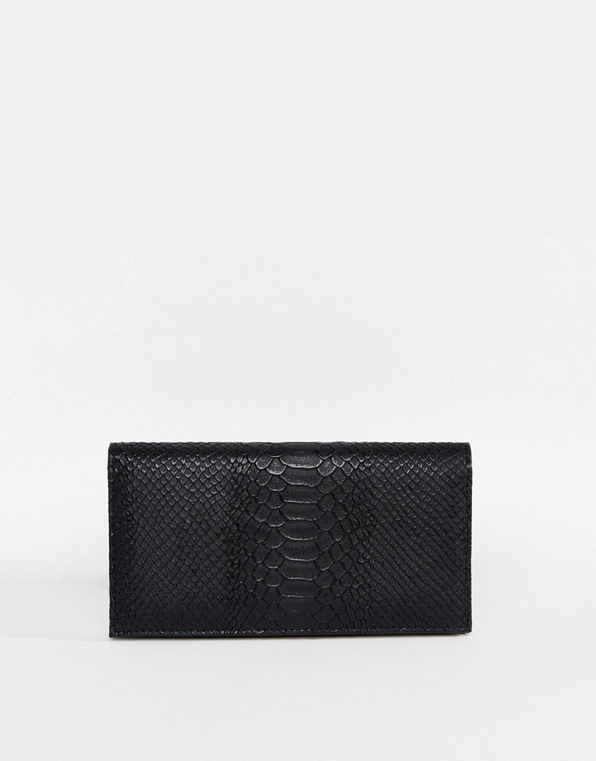ASOS Design - Gevouwen portemonnee met krokodilmotief-Zwart