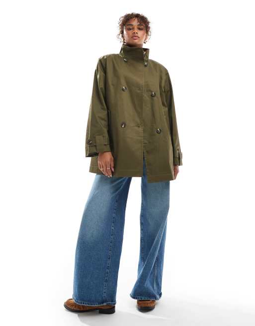 ASOS DESIGN – Gewachster Trenchcoat mit Steppfutter in Olivgrün, 2 von 4