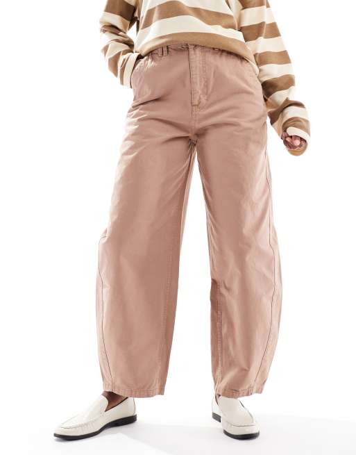 ASOS DESIGN - Gewassen barrel-broek in bruin met wassing