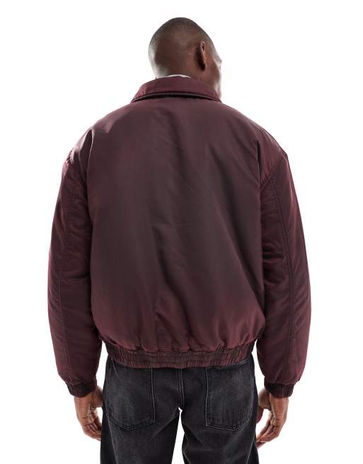 ASOS Design - Gewatteerd bomberjack in bordeaux met wassing, 3 van 5