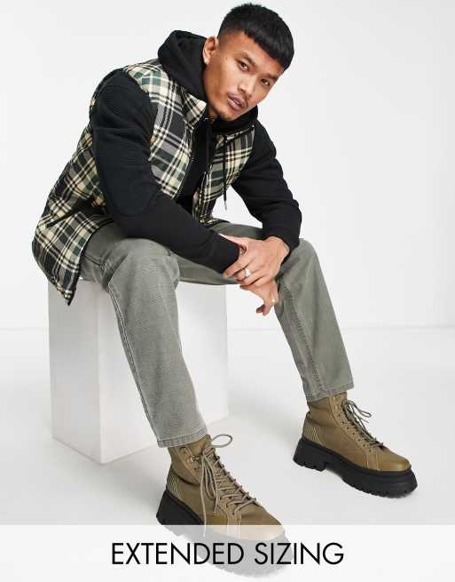 ASOS DESIGN - Gewatteerd, geruit gilet in groen
