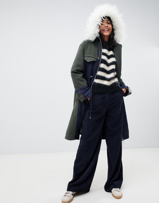 ASOS Design - Gewatteerd hybrid-parka met capuchon van imitatiebont
