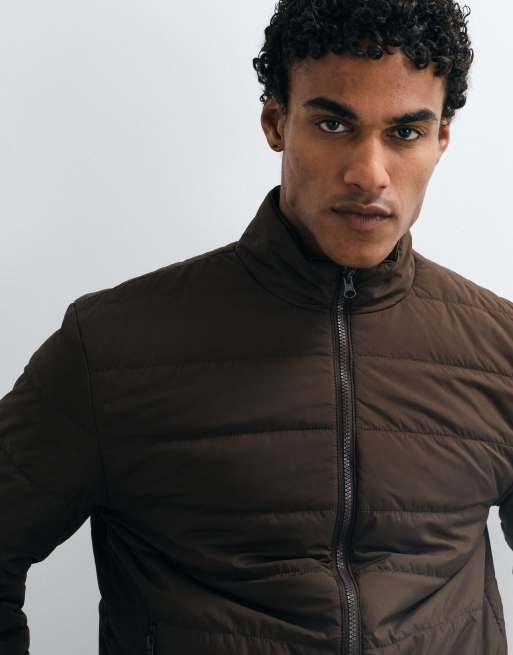 ASOS DESIGN gewatteerd jack met voering in bruin, 4 van 5