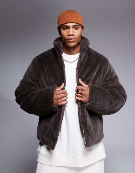 ASOS DESIGN - Gewatteerd jack van imitatiebont in bruin - view 1