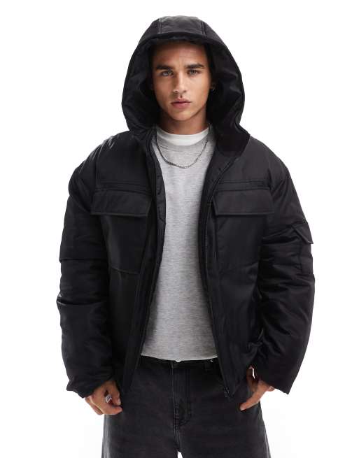 ASOS DESIGN - Gewatteerd utility jack in zwart