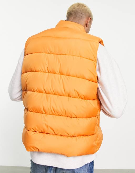 ASOS DESIGN - Gewatteerde bodywarmer met contrasterende voering in oranje, 2 van 4
