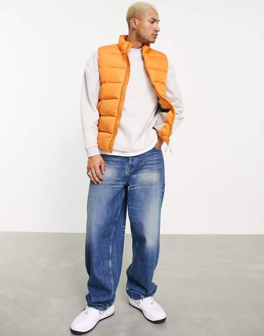 ASOS DESIGN - Gewatteerde bodywarmer met contrasterende voering in oranje, 4 van 4