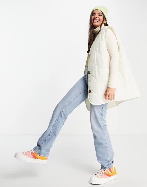 ASOS DESIGN - Gewatteerde bodywarmer zonder kraag in crème 