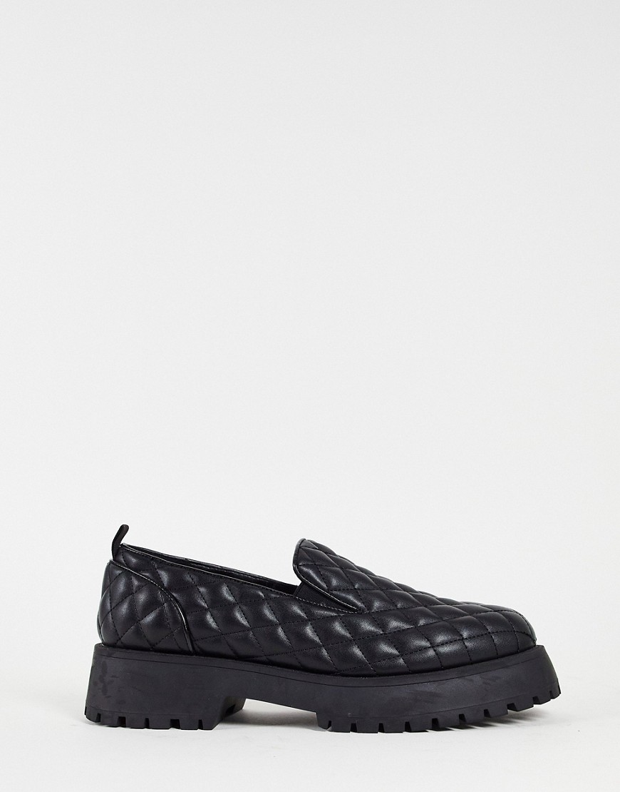 ASOS DESIGN - Gewatteerde loafers met dikke zool van zwart imitatieleer