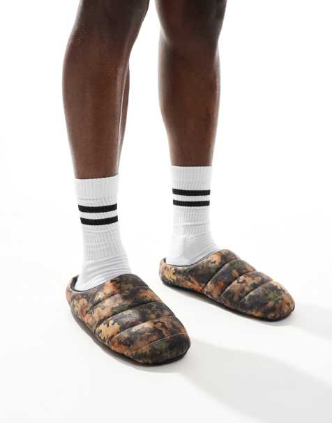 ASOS DESIGN - Gewatteerde pantoffels in echte bomenprint - view 1