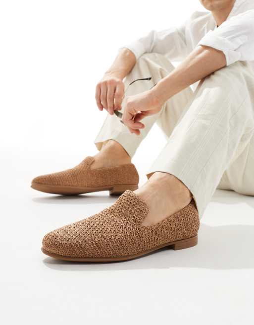 ASOS DESIGN Gewebte Loafer in Braun mit Trensendetail ASOS