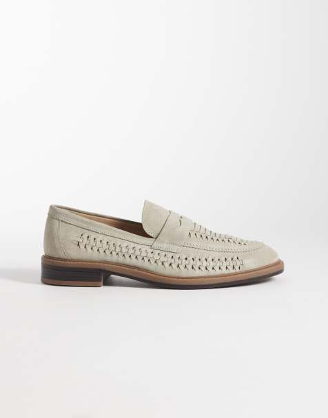 ASOS DESIGN – Gewebte Penny-Loafer aus Wildleder in Steinbeige - view 1