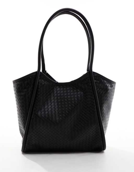 ASOS Design Gewebte Tote Bag in Schwarz mit rohrenformigen Details