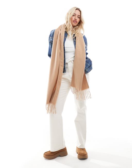 ASOS DESIGN – Gewebter Fransenschal in Kamelbraun, 2 von 4