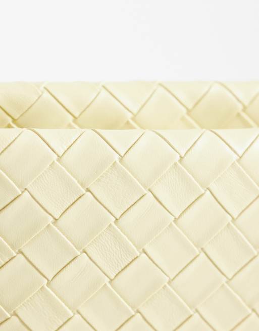 ASOS DESIGN - Geweven clutch tas met rits aan de bovenkant in lichtgeel, 3 van 5