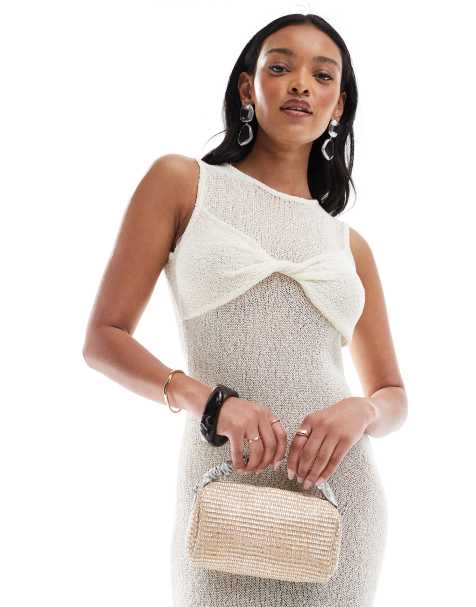 ASOS DESIGN - Geweven crossbodytas met metallic hengsel in zilver - view 1