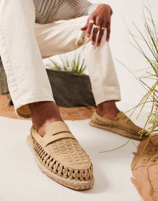ASOS DESIGN - Geweven espadrilleloafers in stone