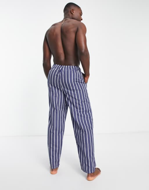 ASOS DESIGN - Geweven loungebroek met strepen in marineblauw en wit, 2 van 4
