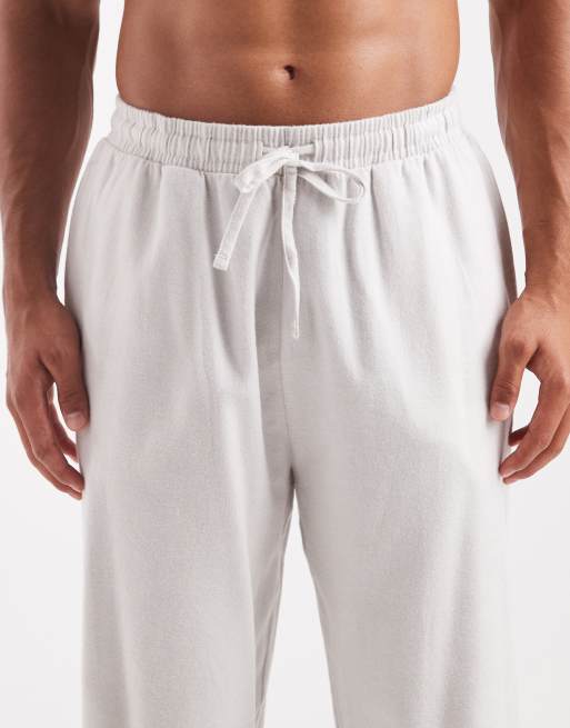 ASOS DESIGN - Geweven loungebroek van geborsteld katoen in ivoorwit, 3 van 4