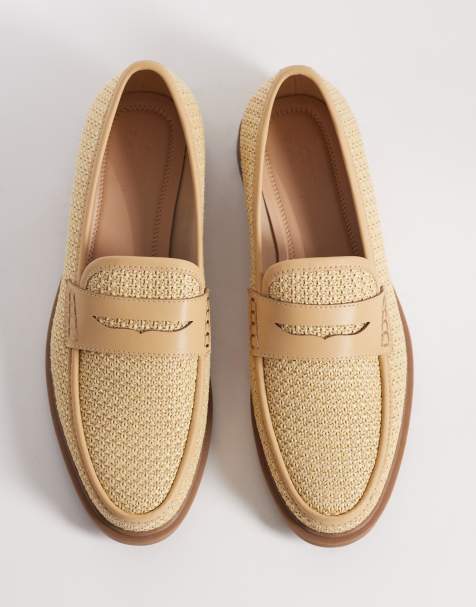 ASOS DESIGN - Geweven penny loafers in naturel - view 1