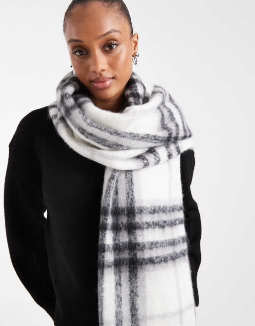 ASOS DESIGN - Geweven sjaal met kwastjes en monochroom ruitmotief, 3 van 3