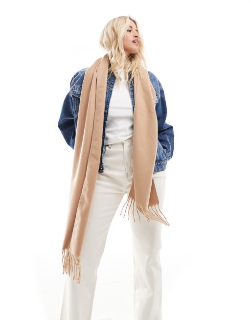 ASOS DESIGN - Geweven sjaal met kwastjes in camel, 4 van 4