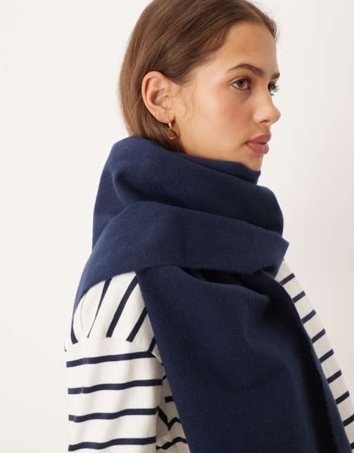ASOS DESIGN - Geweven sjaal met kwastjes in marineblauw, 3 van 3