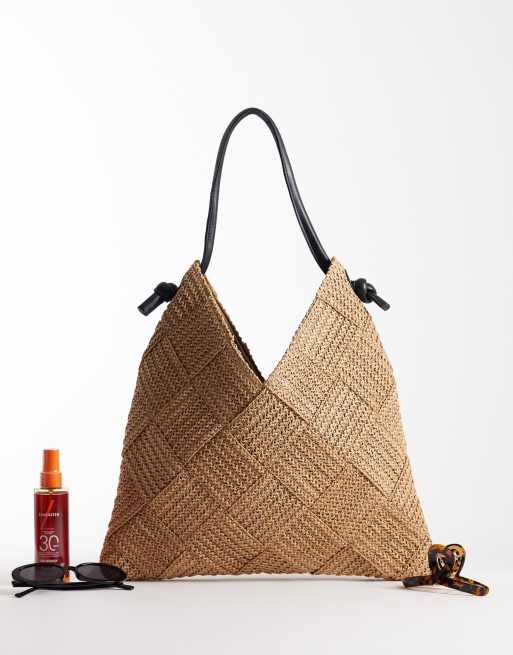 ASOS DESIGN - Geweven tote tas van stro met buisvormig handvat, 2 van 4