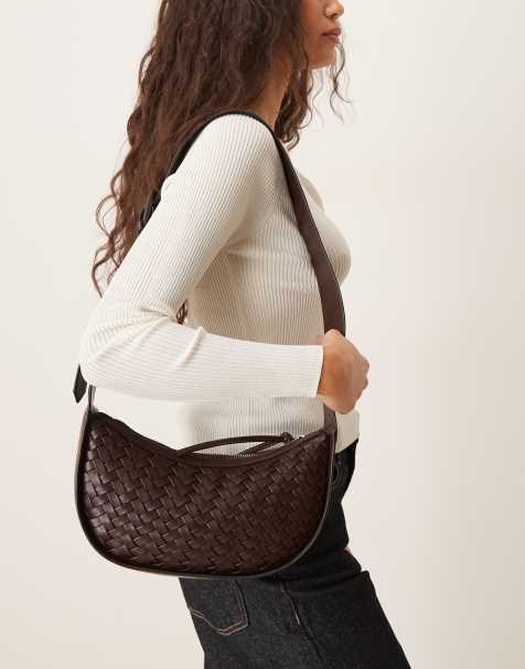 ASOS DESIGN - Geweven verstelbare schoudertas in chocoladebruin - view 1
