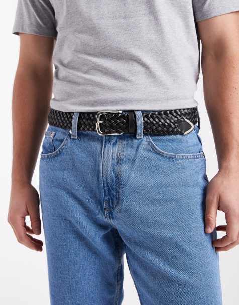 ASOS DESIGN - Geweven western riem van zwart imitatieleer - view 1