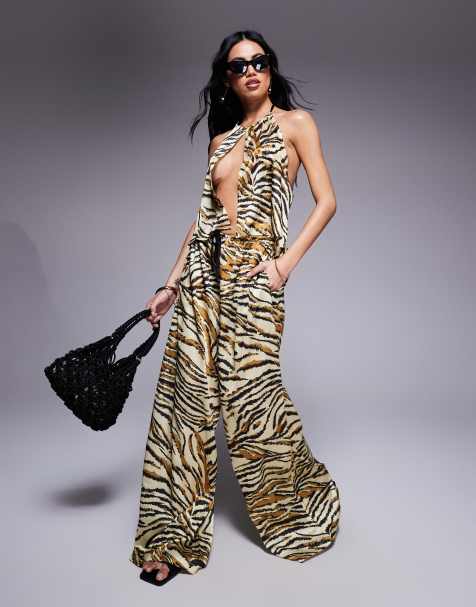 ASOS DESIGN - Gia - Ensemble de plage satiné à imprimé animal - view 1