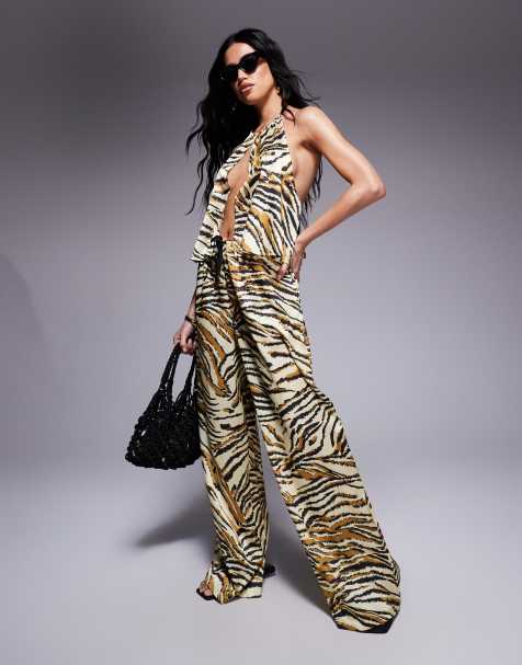 ASOS DESIGN - Gia - Satijnen strandbroek in dierenprint - view 1
